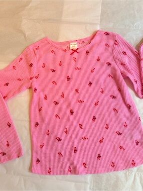 NWT Cat & Jack Pink Long-Sleeve Waffle Pajama Set for Kids